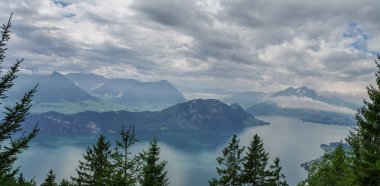 Dört kanton Gölü Panoraması yamaç Mount Rigi, İsviçre.