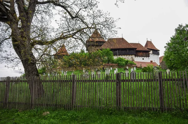 Blick auf Viskri-Festungskirche (Burg), Siebenbürgen, Rumänien, UNESCO-Weltkulturerbe — Stockfoto