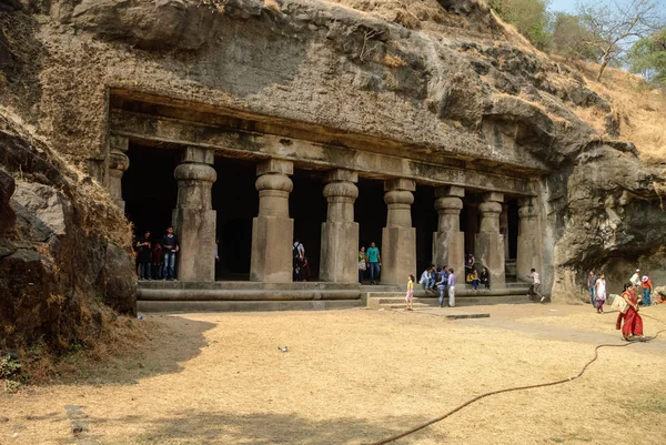 UNESCO. Hindoe tempel, Elephanta eiland grotten, in de buurt van Mumbai, Bombay, Maharashtra staat, India — Stockfoto