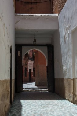 Marrakech medina, Fas, Afrika'nın renkli eski sokaklar