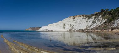Agrigento, Sicilya yakınındaki ünlü Scala dei Turchi cliff panoramik manzaralı