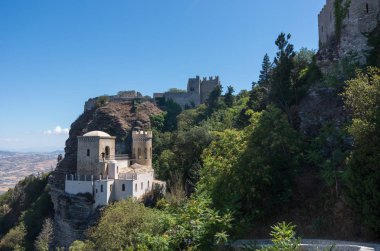 Torretta Pepoli - küçük kale ve Ortaçağ Kalesi Venüs Erice, Sicilya, İtalya