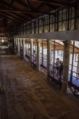 Mozaik Villa Romana del Casale, Piazza Armerina, Sicilia, İtalya, Unesco Dünya Mirası alanı içinde. Sicilya, İtalya