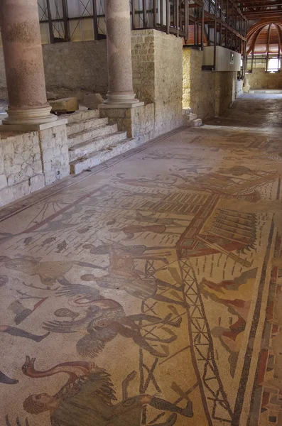 Mosaicos em Villa Romana del Casale, Piazza Armerina, Sicilia, Itália, Património Mundial da UNESCO. Sicília, Itália — Fotografia de Stock