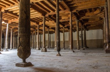 Interior of the Juma Mosque in Khiva, Uzbekistan. clipart
