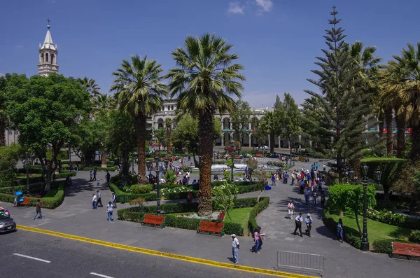 Torget Plaza de Armas med Arequipas katedral, Arequipa city, Peru — Stockfoto