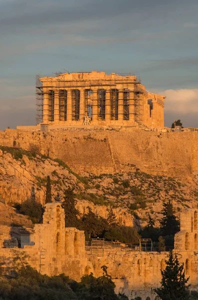Der parthenontempel an der akropolis von athens, griechenland, — Stockfoto