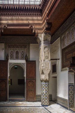  Meknes, Fas El Hedim meydanında iç o f Dar Jamai Müzesi.