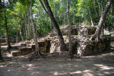 Rezervasyonunuzu yaparken Calakmul, Campeche, Meksika biyosfer arkeolojik Balamku muhafaza içinde harabeye Maya piramit görme