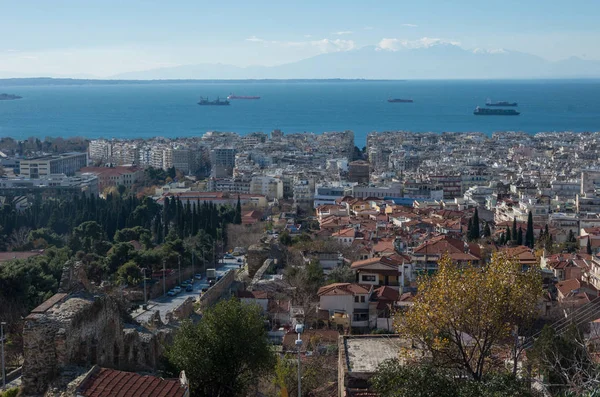Thessaloniki, Yunanistan Hava görünümünü. Thessaloniki Yunanistan ve Yunan Makedonya başkenti'ikinci büyük şehridir.