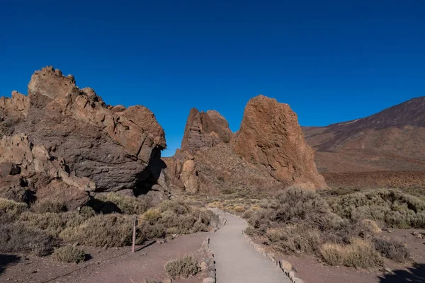 View Roques Garcia Unique Rock Formation Teide National Park Tenerife — Stock Fotó