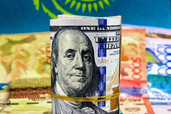 Bize Doları Kazakistan Kzt bayrağı arka planı