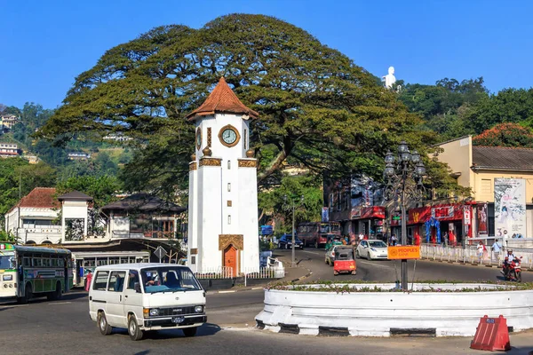 Kandy Sri Lanka Stycznia 2018 Placu Wieży Zegarowej Godzinach Porannych — Zdjęcie stockowe