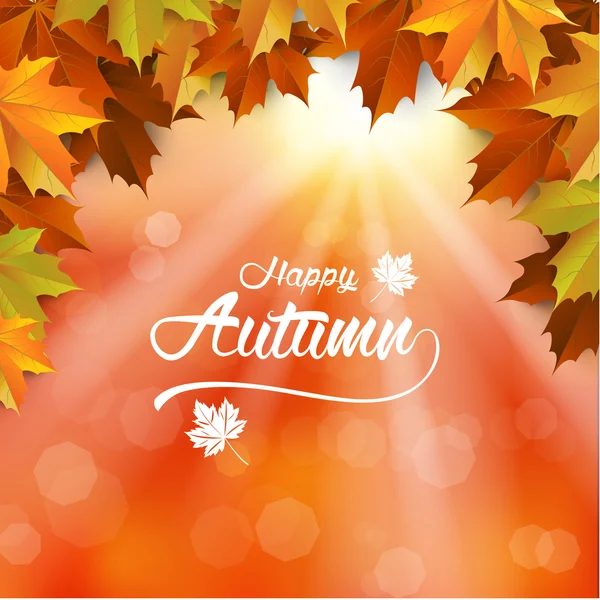 Fondo de otoño, Papel pintado de otoño, Hoja de otoño, Desenfoque, Tipografía — Archivo Imágenes Vectoriales
