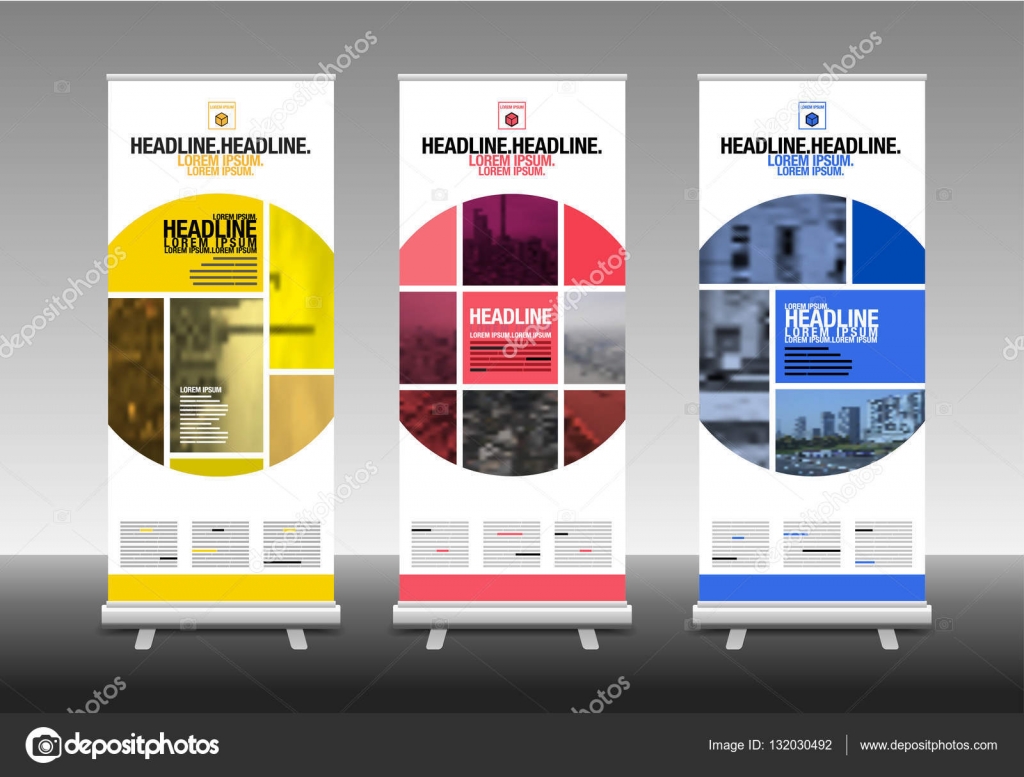 Roll Up Banner Stand Design With Abstract Geometric Vector Illu Stock Vector C Pacharada