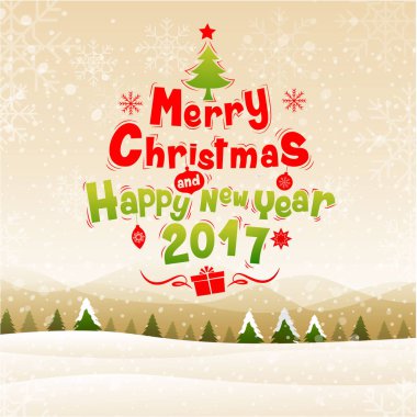 mutlu Noeller ve mutlu yeni yıl 2017, türü, tebrik kartı.