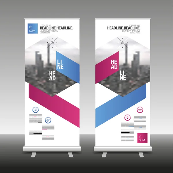 Roll Up Banner Stand Diseño con abstracto geométrico, vector illu — Archivo Imágenes Vectoriales