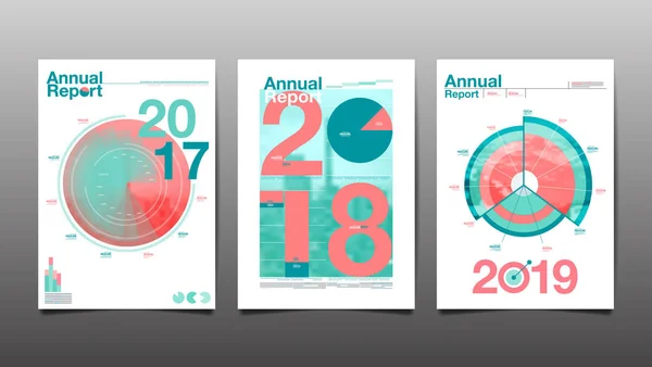 Informe anual 2017,2018,2019, futuro, diseño de plantillas, vec — Vector de stock