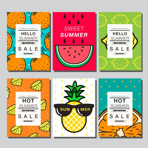 Sommer, Layoutdesign, Grußkarte, Coverbuch, Banner, Streifen — Stockvektor