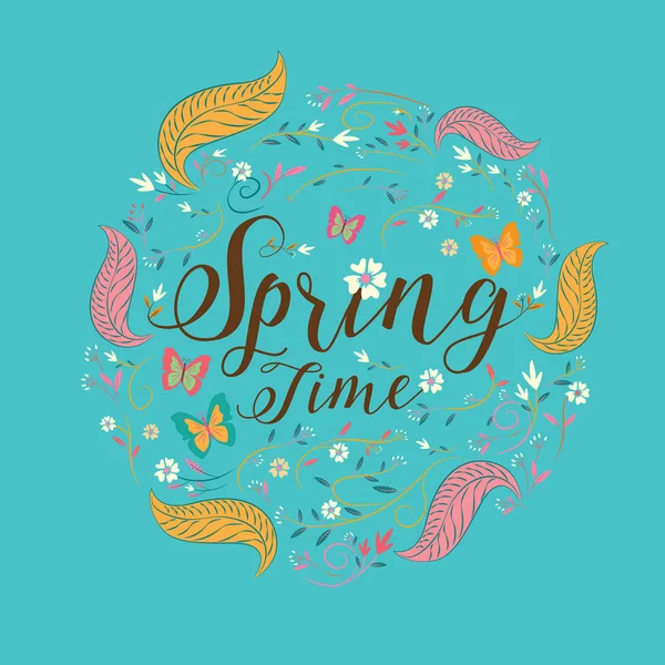 "Lettrage de printemps. fond de printemps. Illustration vectorielle texte — Image vectorielle