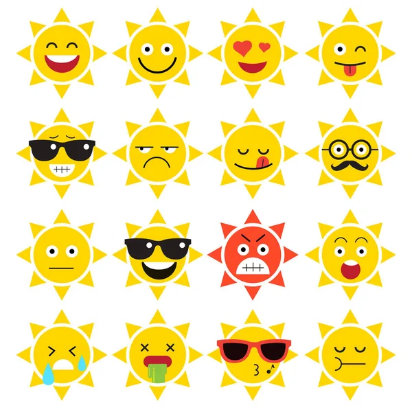 Emojis. Sol. luz solar . —  Vetores de Stock