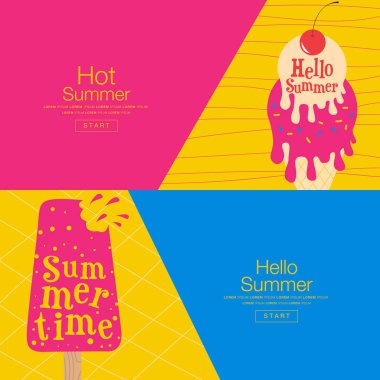 Tatlı, Summer, Banner düzen, şablon tasarımı, vektör illustrati