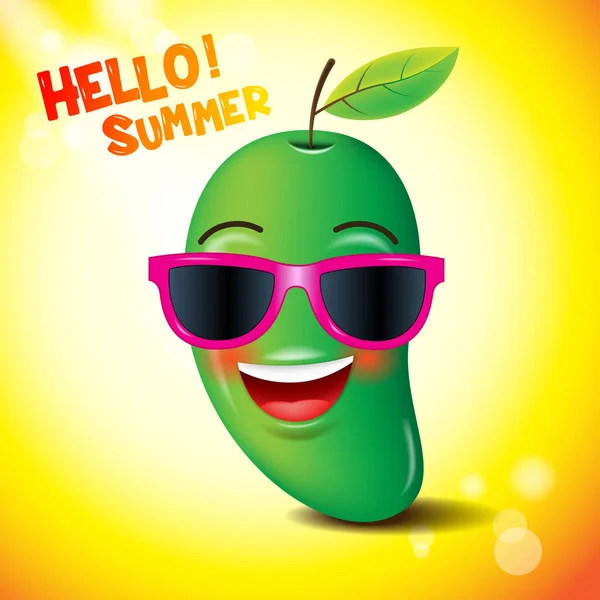 Mango, tvář, emojis, emoce, Ahoj léto, vektorové ilustrace. — Stockový vektor
