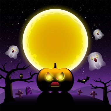 Mutlu Cadılar Bayramı, kabak ile korkunç gece arka vektör
