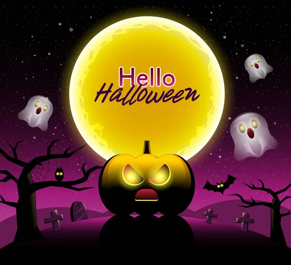 Boldog Halloween, tök, félelmetes éjszaka hátterek vektor — Stock Vector