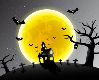 Cadılar Bayramın kutlu olsun, korkunç gece arka planlar, vektör çizim.