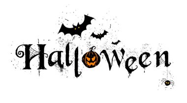 Cadılar Bayramın kutlu olsun tipografi, korku, korku, vektör çizim.