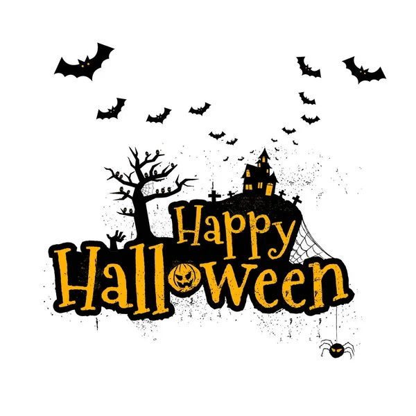 Boldog Halloween tipográfia, félelmetes, Horror, vektoros illusztráció. — Stock Vector