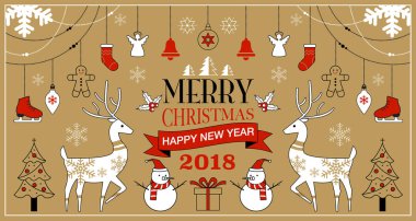 Neşeli Noel arka plan ayarlamak, basit, Modern, vektör Illustra