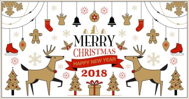 Neşeli Noel arka plan ayarlamak, basit, Modern, vektör Illustra