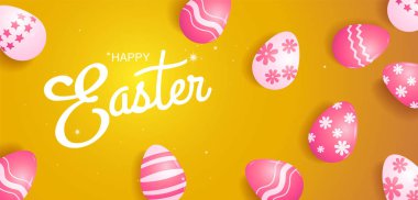 Mutlu Paskalya, şablon afiş, vektör çizim.