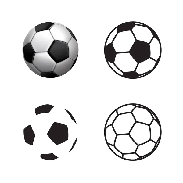 Μπάλα ποδοσφαίρου εικονίδιο, επίπεδη στυλ, 3d στυλ, απλή τεχνοτροπία γραμμής  . — Διανυσματικό Αρχείο