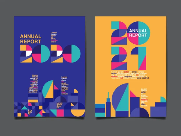 Relatório anual 2020,2021, futuro, negócios, layout de modelo desig — Vetor de Stock