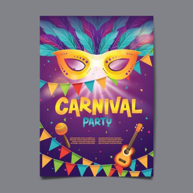 Karnaval Posteri, Brezilya 'da Popüler Etkinlik, Maske Festivali, Renk