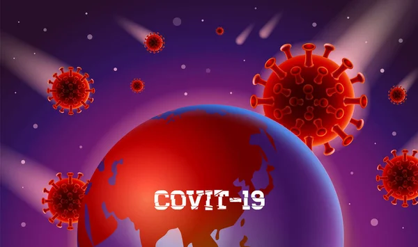 Earth Coronavirus Covit Wuhan Danger Mask Vector Illustration — стоковий вектор