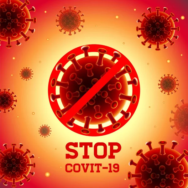 Stop Cobvit Virus China Wuhan Peligro Vector Ilustración — Vector de stock
