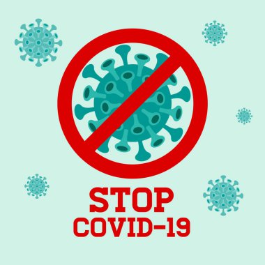 Stop Covid-19 Sign & Symbol, vector Illustration, Typography Design, World Health Organization WHO introduced new official name for Coronavirus disease named COVID-19.