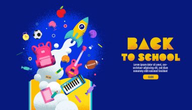 Okul satışı afişi, poster, tasarım planı renkli, vektör illüstrasyonuna.