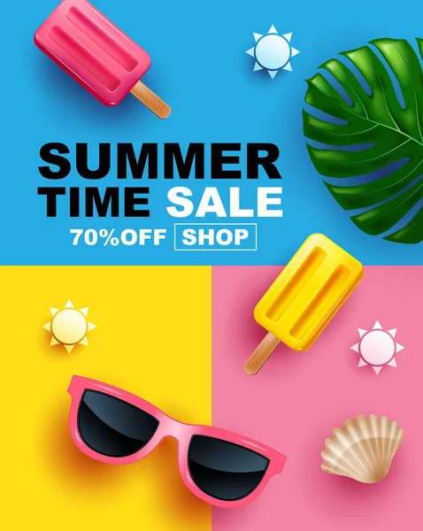 Summer Sale Banner Layout Design Colorful Poster Template Design Vector — Stock Vector