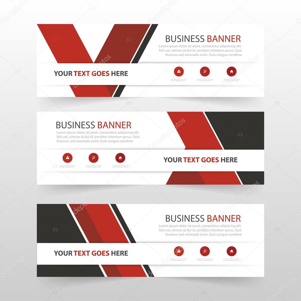 Red triangle corporate business banner template, horizontal advertising business banner layout template flat design set , clean abstract cover header background for website design