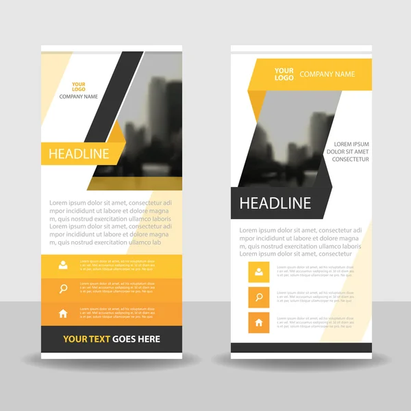 Yellow label Business Roll Up Banner flat design template, Abstract Geometric banner template Conjunto de ilustrações vetoriais, apresentação abstrata modelo de folheto modelo de folheto vetor vertical — Vetor de Stock