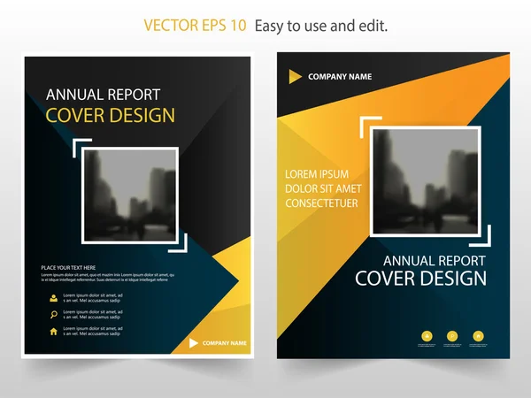 Sárga fekete absztrakt éves jelentés brosúra design sablon vektor. Üzleti szórólapok infographic magazin poszter. Absztrakt alaprajz sablon, bemutató portfólió könyv terjed ki. — Stock Vector