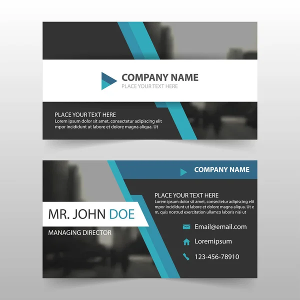 Blue black corporate business card, name card template, horizontal simple clean layout design template, Business banner card for website — стоковый вектор