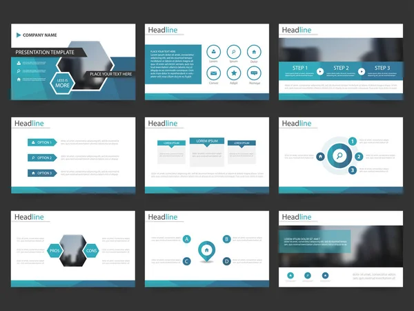 Blau abstrakte Präsentationsvorlagen, infografische Elemente Vorlage flaches Design Set für Geschäftsbericht Broschüre Flyer Broschüre Marketing Werbebanner Vorlage — Stockvektor