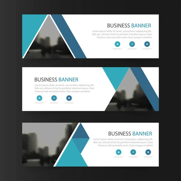 Blau abstraktes Dreieck Corporate Business Banner Vorlage, horizontale Werbung Business Banner Layout-Vorlage flache Design-Set, sauber abstrakte Cover-Header Hintergrund für Website-Design — Stockvektor