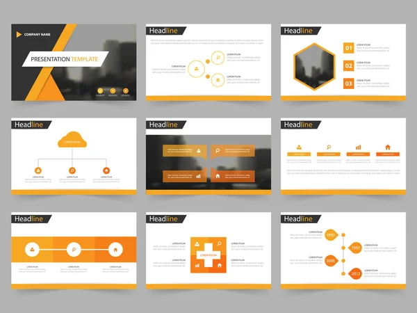 Laranja preto Modelos de apresentação abstrata, Modelo de elementos infográficos conjunto de design plano para relatório anual folheto folheto marketing publicidade banner template — Vetor de Stock